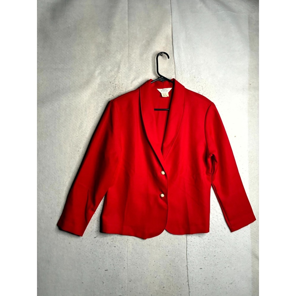 Vintage Blair Boutique Blazer Jacket Women XL Red Shawl Collar Gold-Toned Button